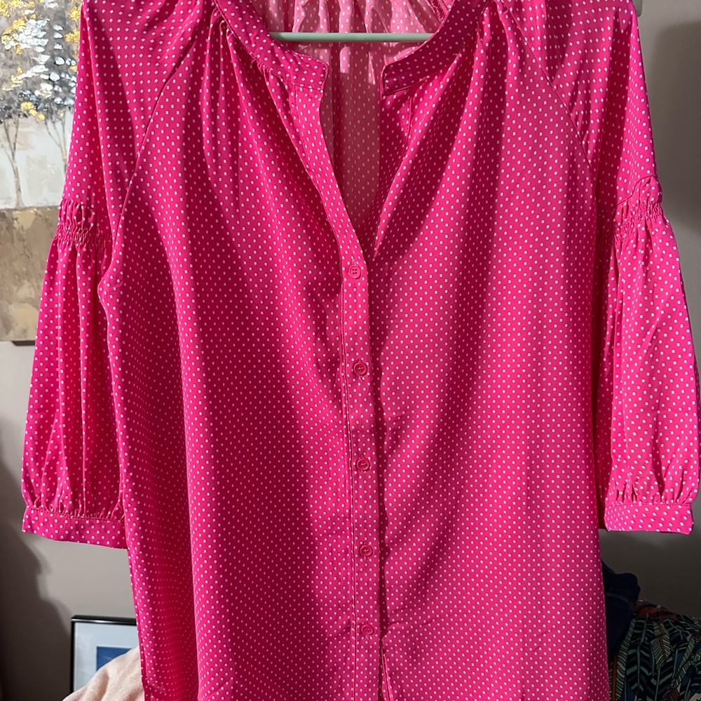 Chic Pink Polka Dot Blouse